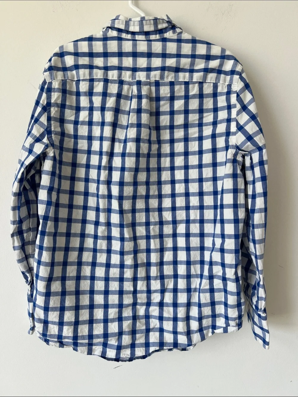 3/$15 Crewcuts Boys Blue White Gingham Check Long Sleeve Button Down Shirt 6-7